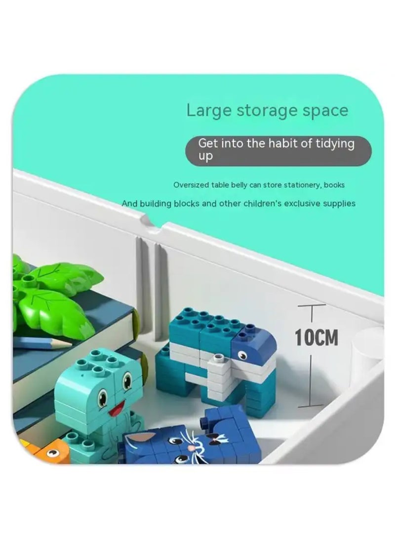 dreamons link - Dreamons Link Kids Activity Table Set With One Chairs and Building Block  with 4 Storage Boxes and 506 pcs Blocks for Toddlers Activity(61cm table) - Image 1