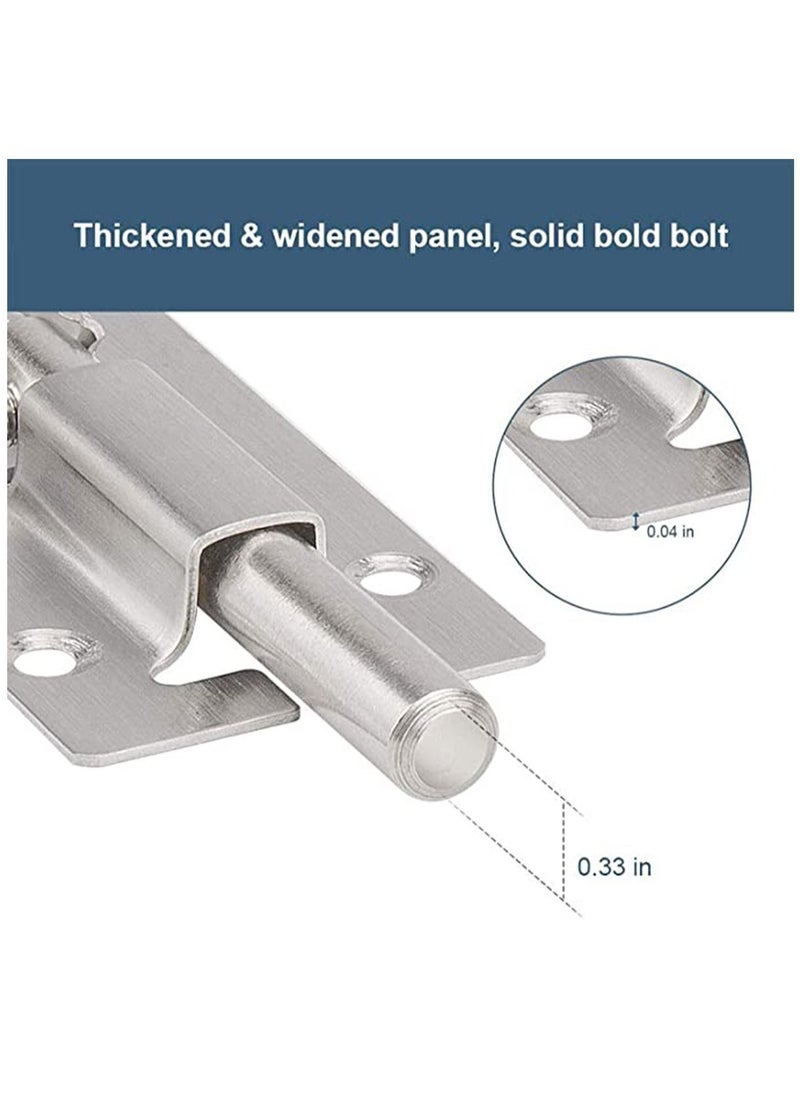 Y&D - 2 Pack Door Security Slide Latch Lock, Keyless Entry Thickened Stainless Steel Sliding Easy to Install Gate, Lock with Screws - Image 1