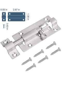 Y&D 2 Pack Door Security Slide Latch Lock, Keyless Entry Thickened Stainless Steel Sliding Easy to Install Gate, Lock with Screws  - Image 2