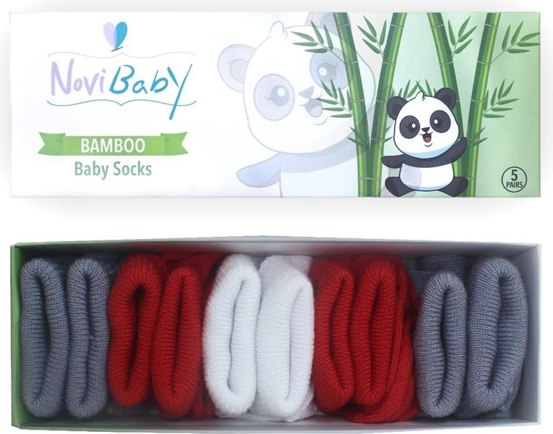 Novibaby 5-Piece Bamboo Newborn Baby Socks I Windy I 0-6 Months  - Image 1