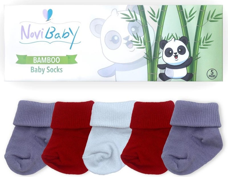 Novibaby 5-Piece Bamboo Newborn Baby Socks I Windy I 0-6 Months  - Image 3