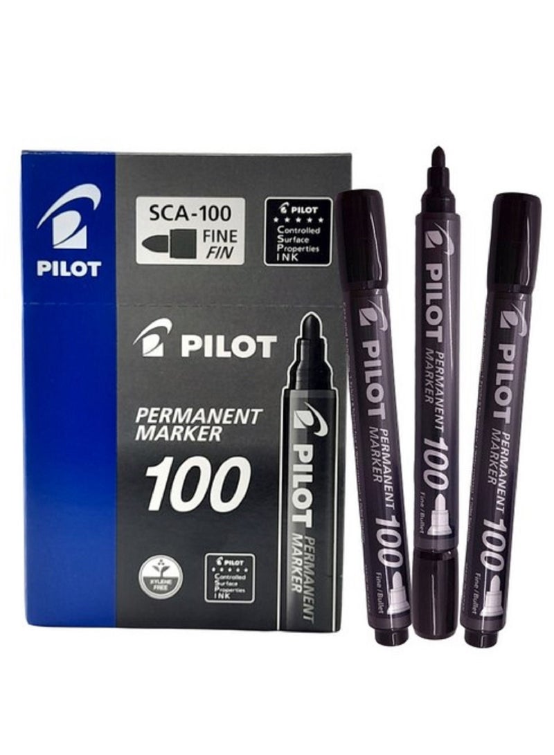 PILOT ماركر دائم أسود برأس مدبب 12 قطعة من بايلوت SCA-100 - Image 1
