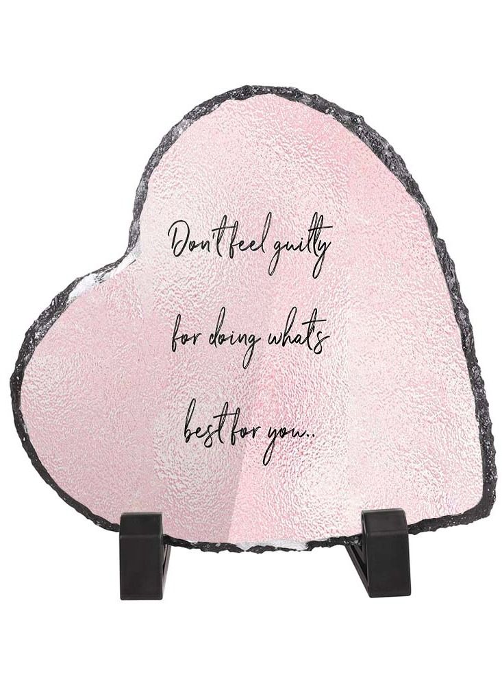 Service Zone Protective Printed White Heart Shape Marble Photo Frame for Table Top Don’t Feel Guilty For Doing Whats Best For You 