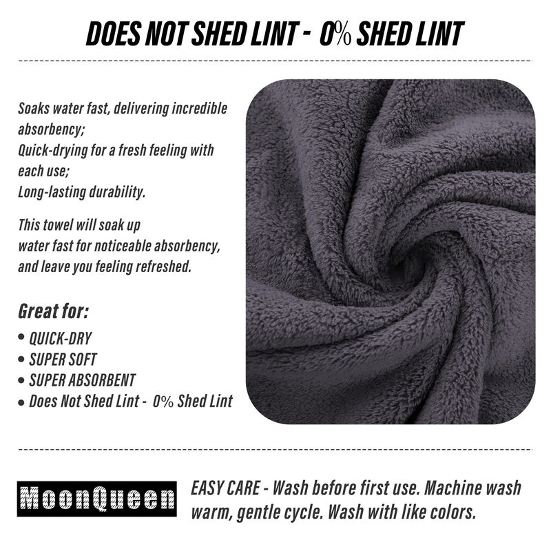 MOONQUEEN 6 Pack Premium Hand Towels - Quick Drying - Microfiber Coral Velvet Highly Absorbent Towels - Multipurpose Use as Hotel, Bathroom, Shower, Spa, Hand Towel 16 x 28 inches (Gray) - Image 4