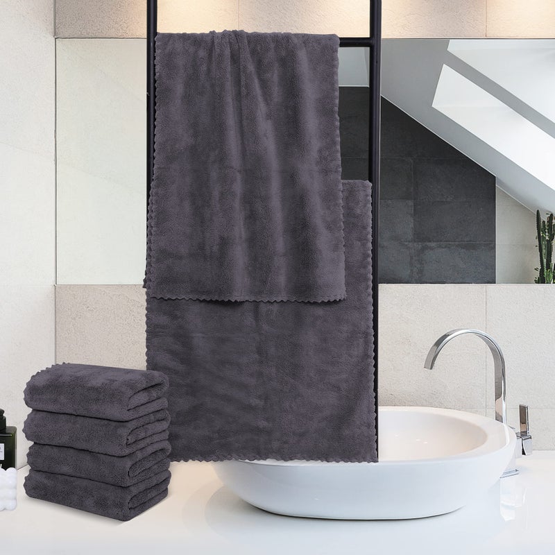 MOONQUEEN 6 Pack Premium Hand Towels - Quick Drying - Microfiber Coral Velvet Highly Absorbent Towels - Multipurpose Use as Hotel, Bathroom, Shower, Spa, Hand Towel 16 x 28 inches (Gray) - Image 3