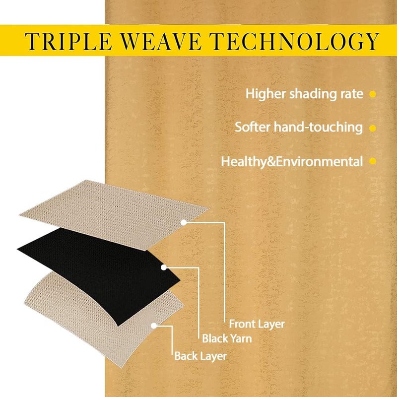 Purav Light Blackout Curtains 5 Feet Long 1 Piece Faux Silk Textured Design Rust Free 8 PreFitted Eyelet Easy to Hang Gold 1 PC - Image 4