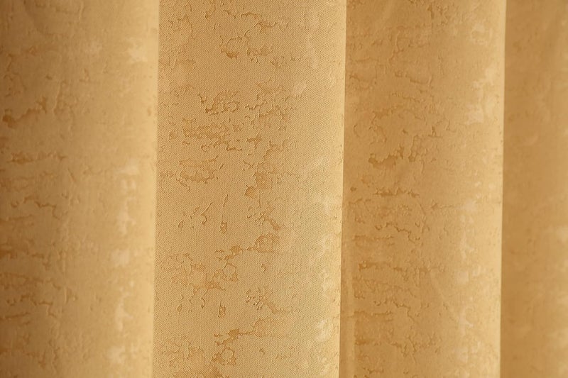 Purav Light Blackout Curtains 5 Feet Long 1 Piece Faux Silk Textured Design Rust Free 8 PreFitted Eyelet Easy to Hang Gold 1 PC - Image 2