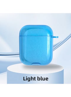 Applicable AirPods3 Headphone Case Soft TPU Apple AIPods Set 4 Fluorescent Transparent Color Bluetooth Earphone Case-Color:Light Blue-Applicable Models:AirPods Pro 2