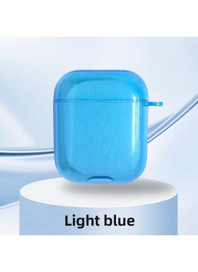 Generic - Applicable AirPods3 Headphone Case Soft TPU Apple AIPods Set 4 Fluorescent Transparent Color Bluetooth Earphone Case-Color:Light Blue-Applicable Models:AirPods Pro 2 - Image 1