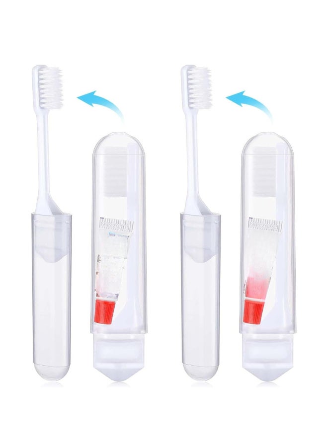 جوي وورلد مجموعة مكونة من 8 قطع صغيرة من فرشاة الأسنان ومعجون الأسنان للسفر، فرشاة أسنان ناعمة قابلة للطي محمولة مع معجون أسنان للسفر ورحلات العمل والتخييم والأنشطة الخارجية - Image 2