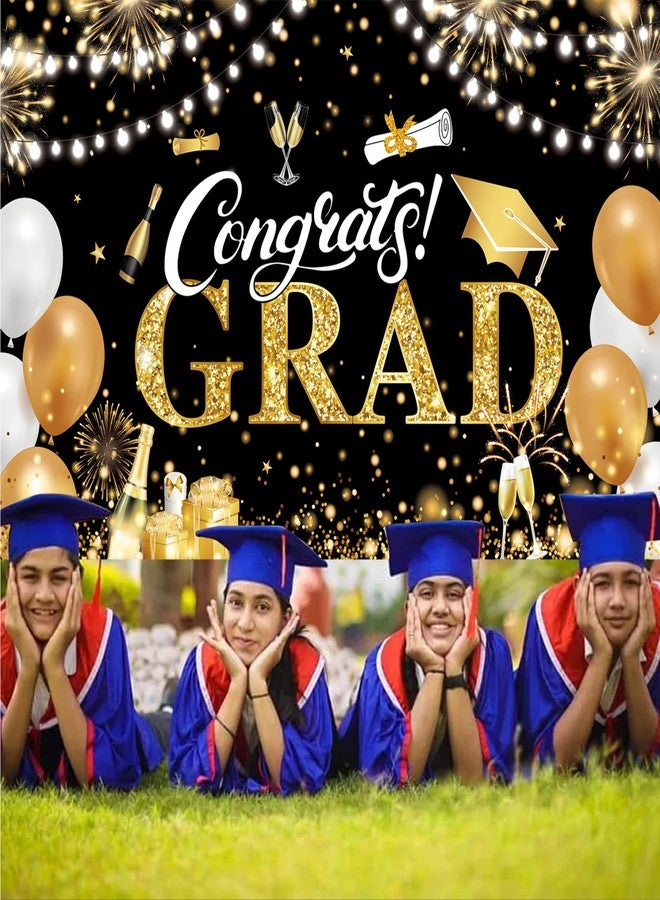 Aaskuu Graduation Banner 2025 Black and Gold - 72.8x43.3 Inch, Congrats Grad Banner for Party Decorations, Large Congratulations Class of 2025 Graduation Backdrop - Image 3
