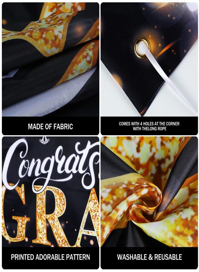 Aaskuu Graduation Banner 2025 Black and Gold - 72.8x43.3 Inch, Congrats Grad Banner for Party Decorations, Large Congratulations Class of 2025 Graduation Backdrop - Image 5