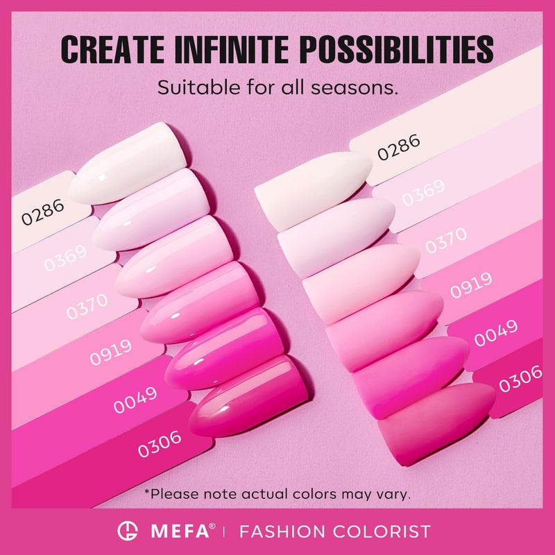 MEFA Pink Gel Nail Polish Set 6 Colors, Hot Pink Shades Spring Neon Light Bright Magenta Electric Tones Craze Nail Art Design at Home DIY Decorations Manicure Kit Gifts for Women - Image 4