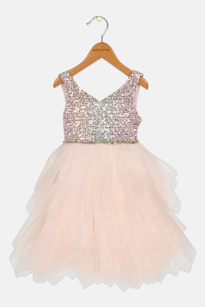 american Princess Toddlers Girl Textured Dress, Multicolor  - Image 1