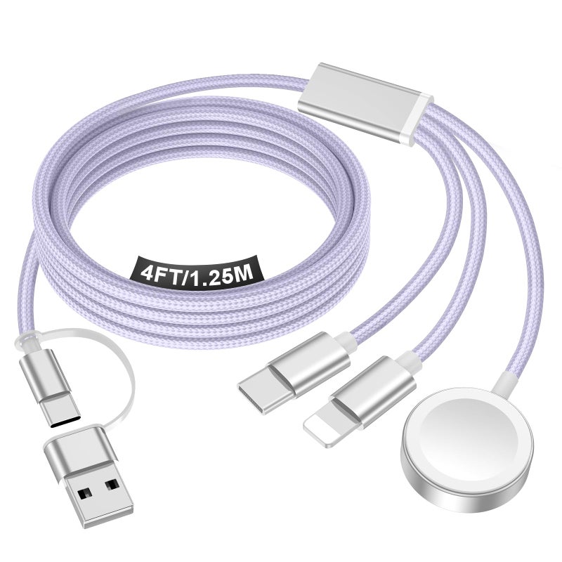 xiwxi Travel Essentials for Apple Watch Charger,iPhone Charger,3 in 2 Type C/L/Magnetic Fast Charging Cable,Multi Charging Cable Portable Designed for iWatch Series,iPhone 17-11,Galaxy S26-S21,Car-4FT - Image 1