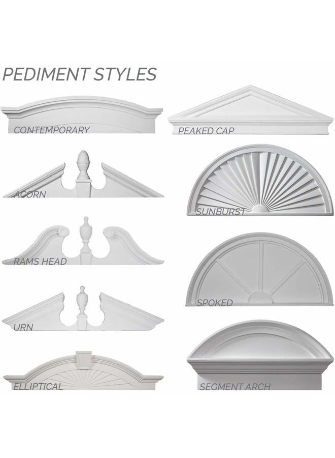 Ekena Millwork PED40X20X02SB 40-Inch W x 20-Inch H x 2-Inch P Half Round Sunburst Pediment - Image 5