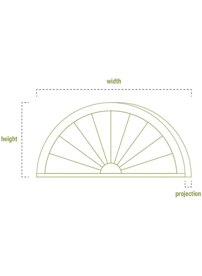 Ekena Millwork PED40X20X02SB 40-Inch W x 20-Inch H x 2-Inch P Half Round Sunburst Pediment - Image 2