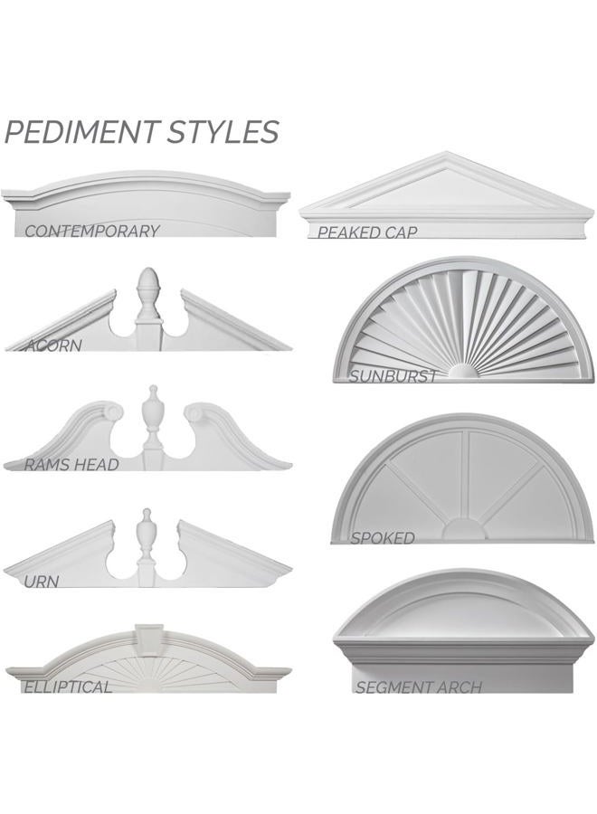 Ekena Millwork PED40X20X02SB 40-Inch W x 20-Inch H x 2-Inch P Half Round Sunburst Pediment - Image 3