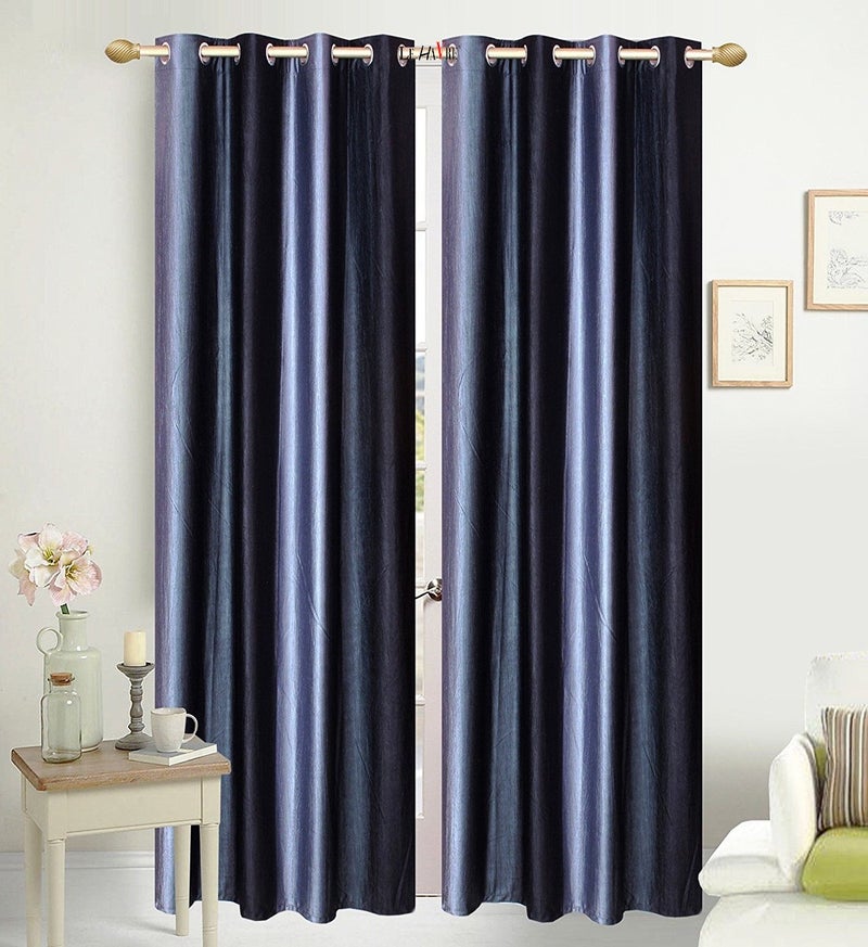 Milan Italian Curtain 7D Hybrid Printed Set of 2 Multi ColorWindow 4ft x 5ftMetalic Grey Silver - Image 3