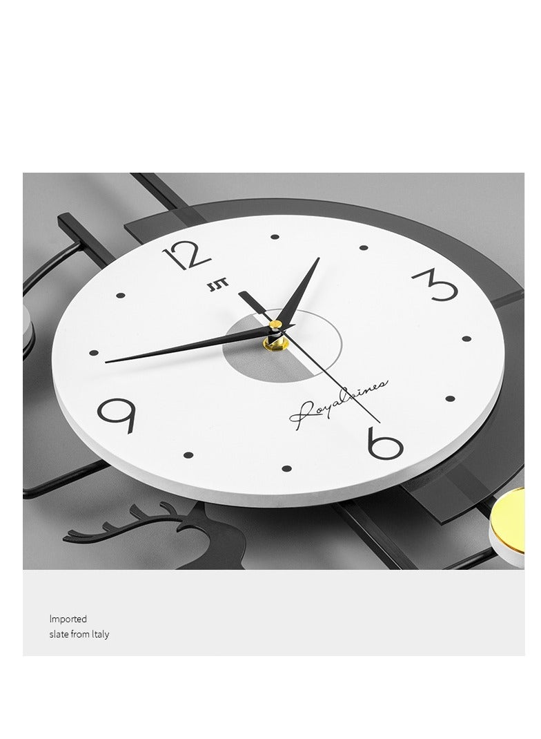 JT Large Wall Clocks for Living Room Decor Modern Pendulum Wall Clock Silent Quartz Battery Operated Non-Ticking for Bedroom Kitchen Office 24inch Black Metal Deer Clock Wall Decor for Home Indoor - Image 5