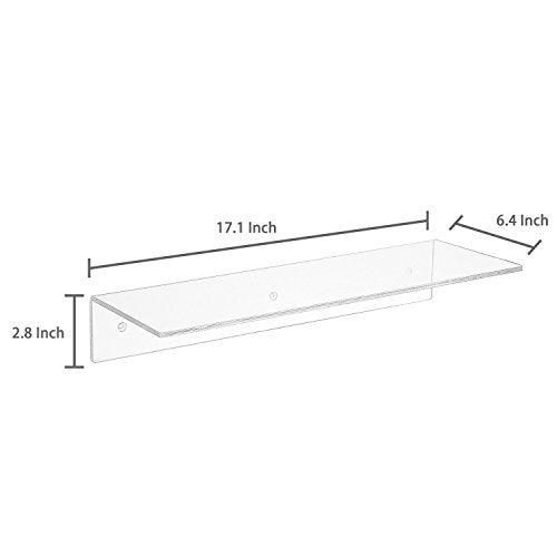 MyGift 17-Inch Clear Acrylic Floating Shelves - Wall Mounted Modern Crystal Display Shelf Racks, Set of 3 - Image 5