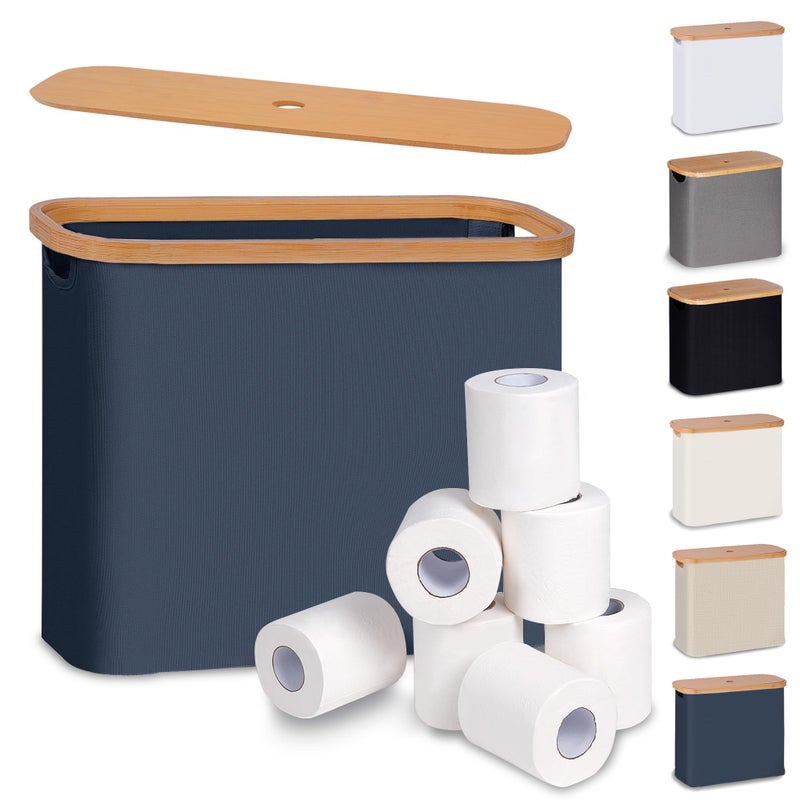 efluky Toilet Paper Basket with Lid Toilet Paper Organizer for Bathroom Free Standing Toilet Paper Holder with Storage Blue - Image 2