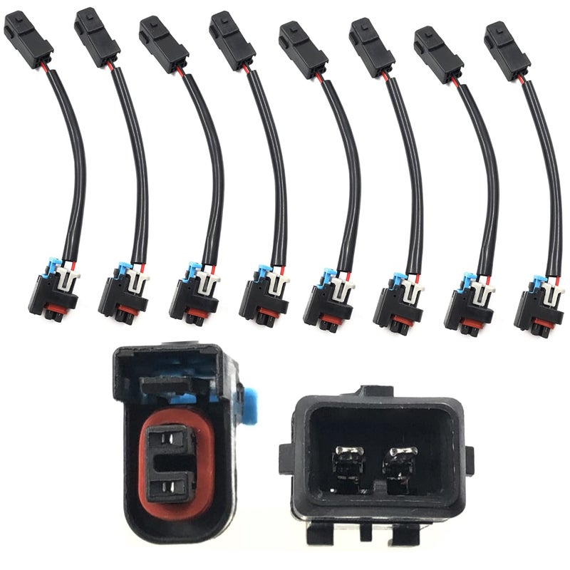 FainWan 8Pcs Injector PnP Adaptors Plugs Compatible with LQ4 LQ9 4.8 5.3 6.0 Injectors into LS1 LT1 EV1 Wiring Harness Connectors Plug and Play - Image 1