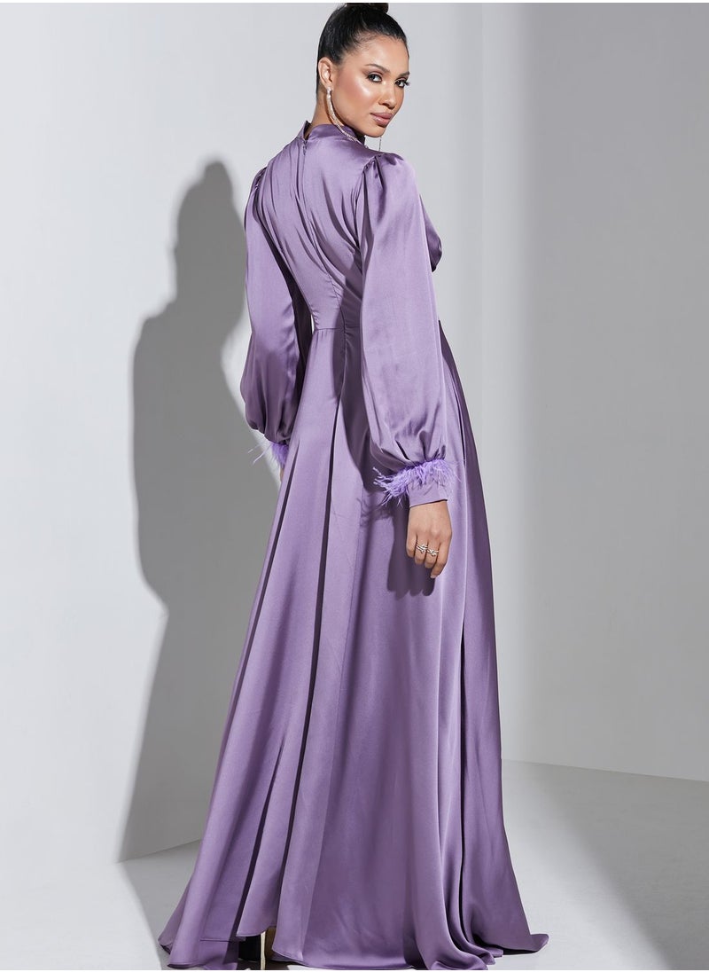 Namshi X Trendyol - Button Down Feather Detail Dress - Image 1