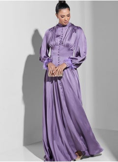 Namshi X Trendyol Button Down Feather Detail Dress  - Image 4