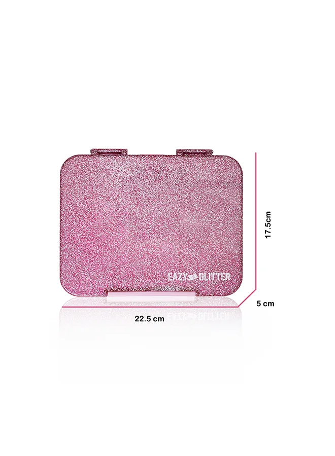 إيزي كيدز Eazy Kids - Personalized 6 & 4 Convertible Bento Lunch Box - Glitter Pink