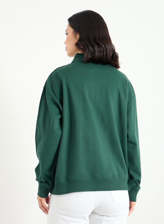 Styli Solid Regular Fit Half Zip Sweatshirt - Image 5