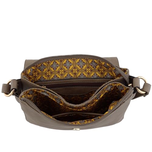 ALYSSA Double Compartment Large Flapover Crossbody Bag (Stone) - Image 5