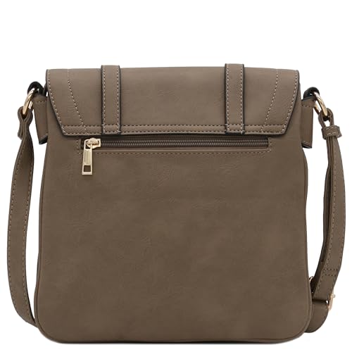 ALYSSA Double Compartment Large Flapover Crossbody Bag (Stone) - Image 3