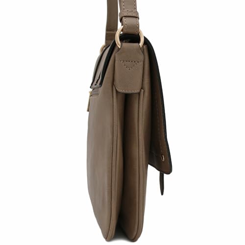 ALYSSA Double Compartment Large Flapover Crossbody Bag (Stone) - Image 4