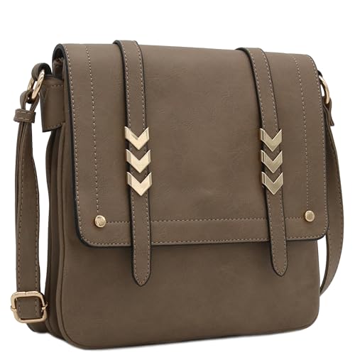 ALYSSA Double Compartment Large Flapover Crossbody Bag (Stone) - Image 2