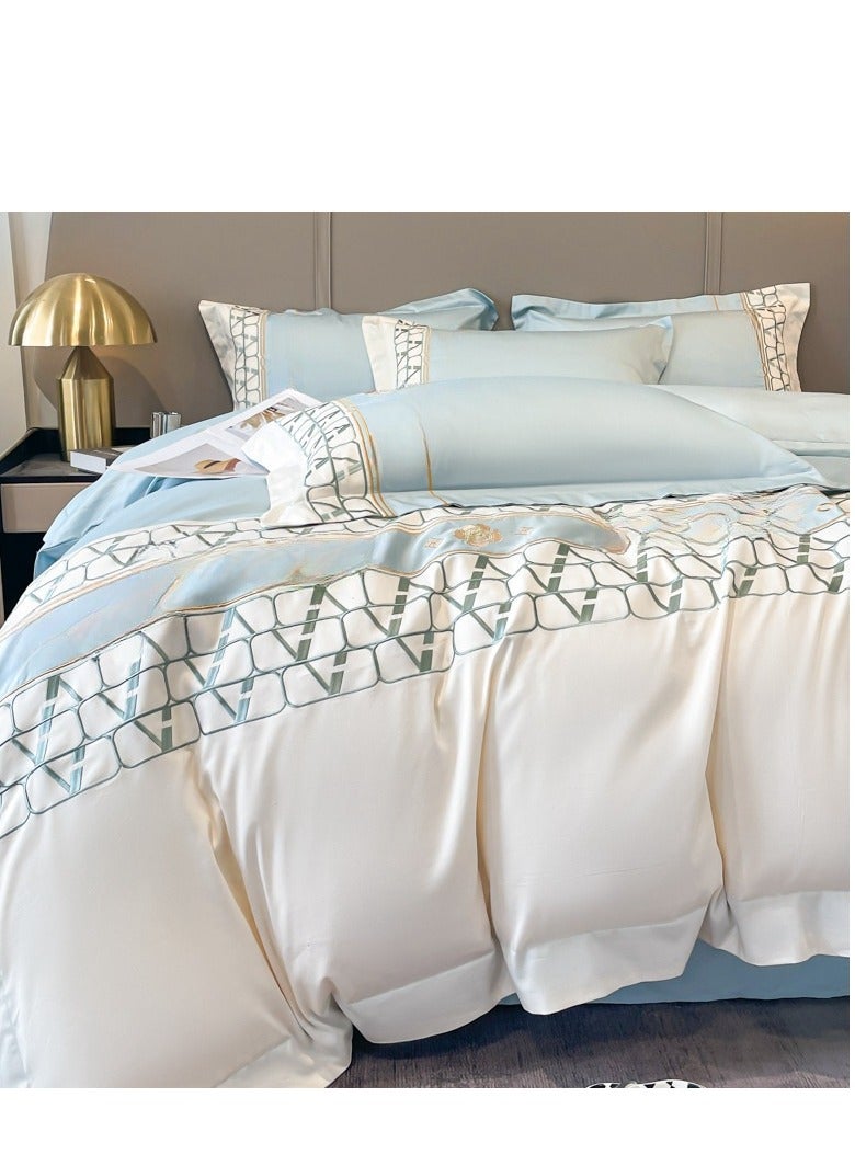Bed Sheet Style — French High-End 180 Thread Pure Cotton Embroidered Bedding Four Piece Set - Image 2