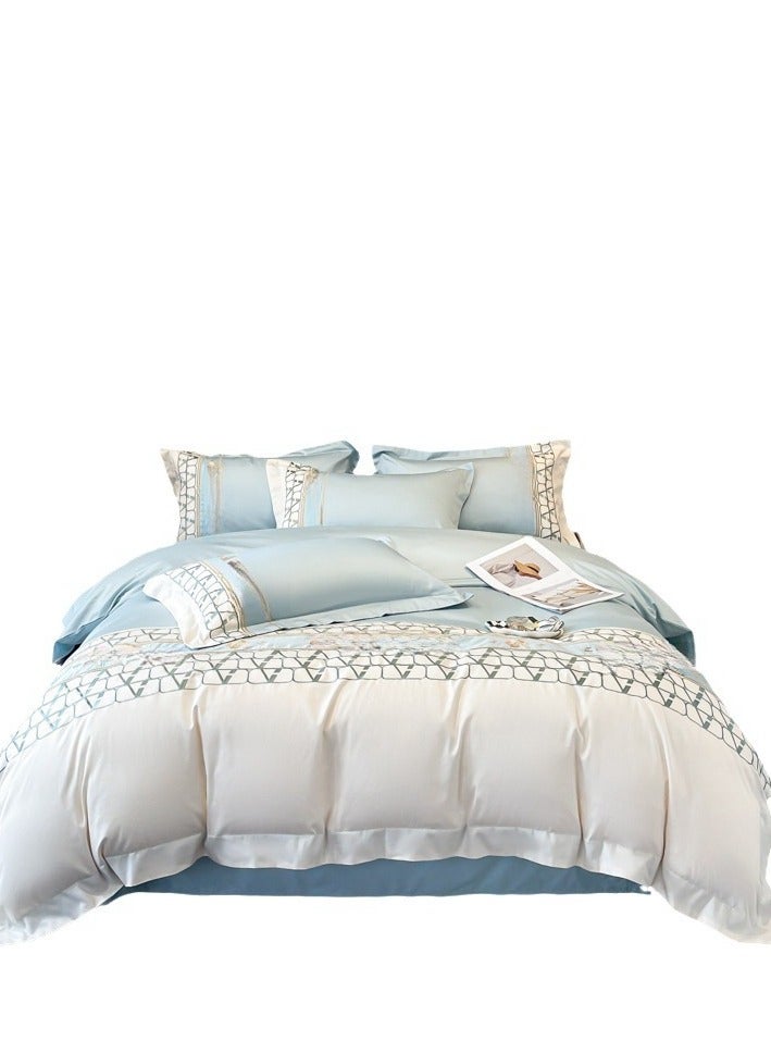 Bed Sheet Style — French High-End 180 Thread Pure Cotton Embroidered Bedding Four Piece Set - Image 5