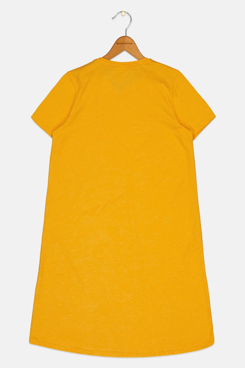 zivame Winnie The Pooh X Kids Girl Graphic Print Short Sleeve Sleeping Dress, Yellow - Image 3