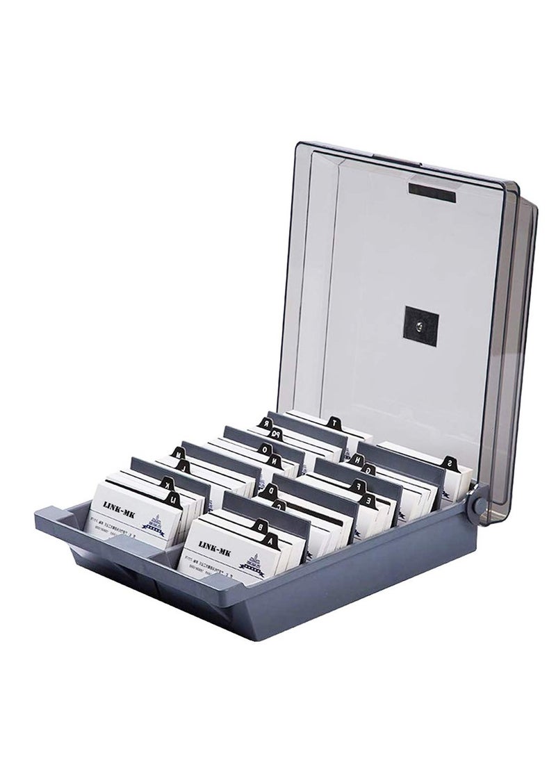 SYOSI 1000 Capacity Card Holder Business Card Storage Box, Desktop Card Organizer Card Box with Dividers Business Card Holder with Index Tabs Networking Card Organizer for 1000 Cards Storage  - Image 1