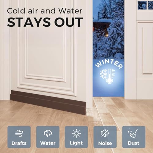 Nibbler 39 Inch Set of 2 Silicon Door Bottom Sealing Strip | Self Adhesive Door Gap Filler Rubber | Bottom Sealing Strip Guard | Protector from Cockroach, Insect, Bugs, Air & Dust (Brown, 39 Inch (2)) - Image 3
