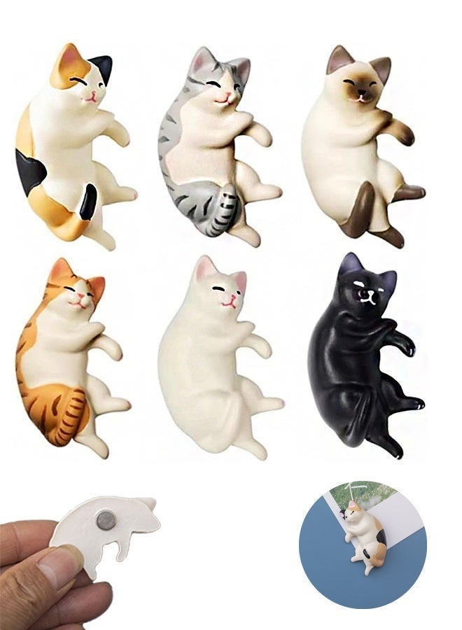 6 Pcs Cat Refrigerator Magnets, Mini Kawaii Decorative Magnet for Home Kitchen with Strong Magnetic, Funny/Novelty Chubby Kitten Refrigerator Magnets - Image 1