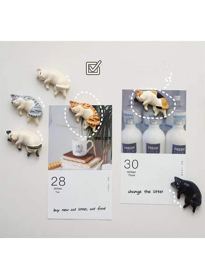 6 Pcs Cat Refrigerator Magnets, Mini Kawaii Decorative Magnet for Home Kitchen with Strong Magnetic, Funny/Novelty Chubby Kitten Refrigerator Magnets - Image 4
