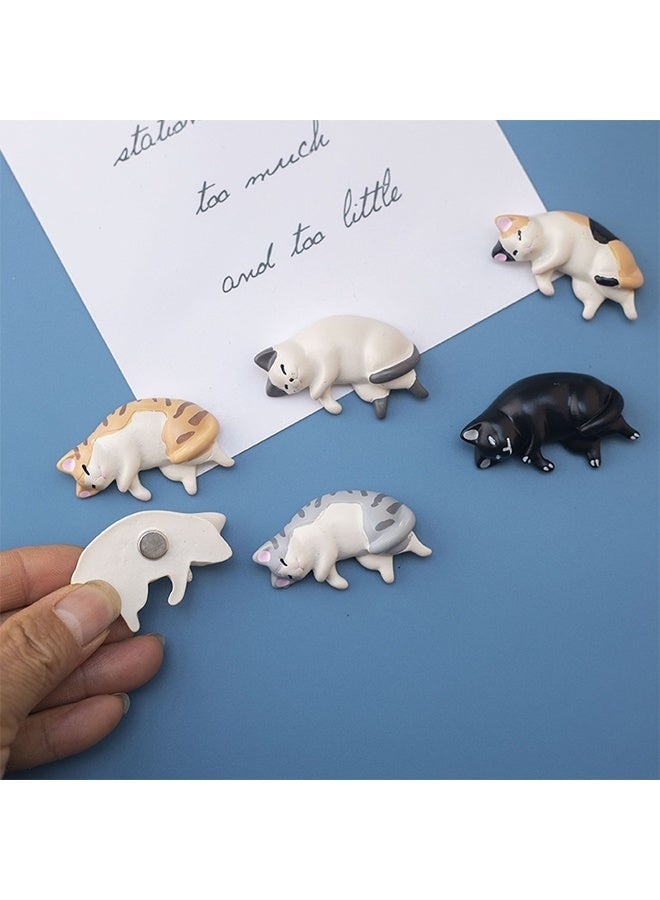 6 Pcs Cat Refrigerator Magnets, Mini Kawaii Decorative Magnet for Home Kitchen with Strong Magnetic, Funny/Novelty Chubby Kitten Refrigerator Magnets - Image 3