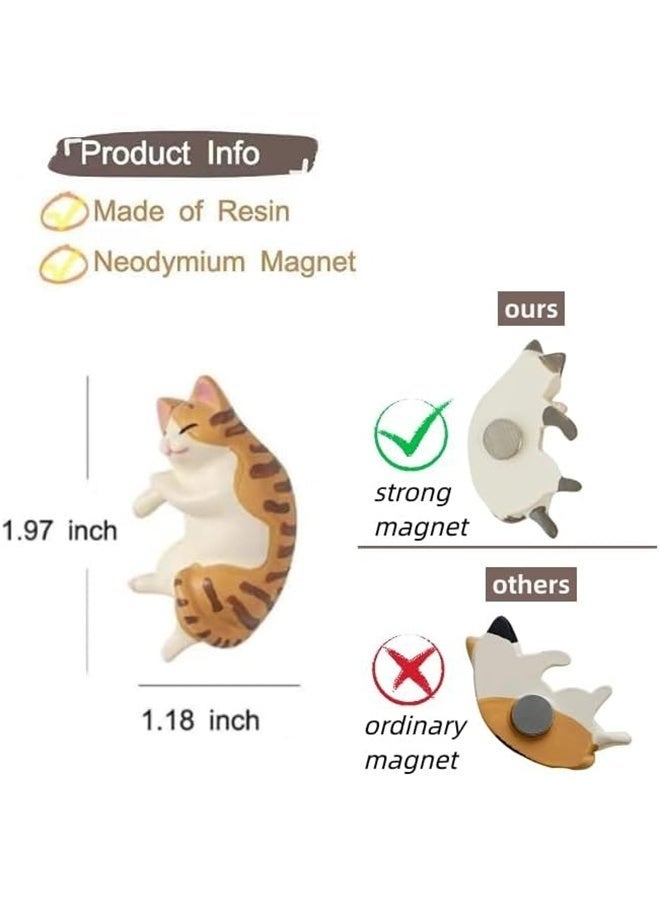 6 Pcs Cat Refrigerator Magnets, Mini Kawaii Decorative Magnet for Home Kitchen with Strong Magnetic, Funny/Novelty Chubby Kitten Refrigerator Magnets - Image 2