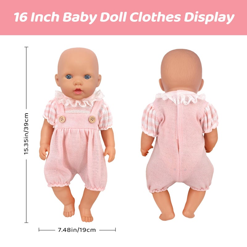 UNICORN ELEMENT 6 Sets 14-18 Inch Baby Doll Clothes, 16 Inch Doll Outfit for 43cm Reborn Dolls, Total 15 Pcs Doll Accessories Doll Clothes and Accessories for 18 Inch Girl Dolls - Image 5