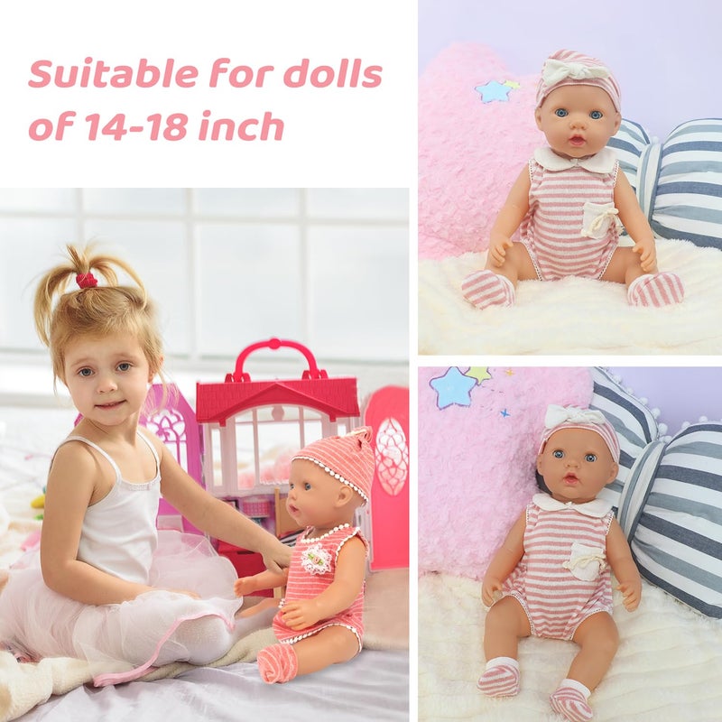 UNICORN ELEMENT 6 Sets 14-18 Inch Baby Doll Clothes, 16 Inch Doll Outfit for 43cm Reborn Dolls, Total 15 Pcs Doll Accessories Doll Clothes and Accessories for 18 Inch Girl Dolls - Image 4