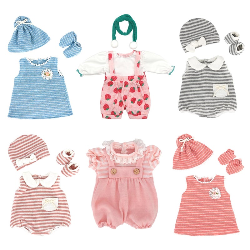 UNICORN ELEMENT 6 Sets 14-18 Inch Baby Doll Clothes, 16 Inch Doll Outfit for 43cm Reborn Dolls, Total 15 Pcs Doll Accessories Doll Clothes and Accessories for 18 Inch Girl Dolls - Image 1