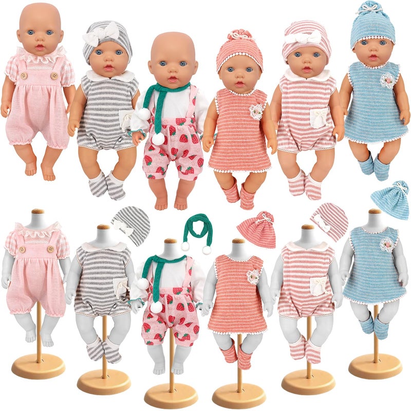 UNICORN ELEMENT 6 Sets 14-18 Inch Baby Doll Clothes, 16 Inch Doll Outfit for 43cm Reborn Dolls, Total 15 Pcs Doll Accessories Doll Clothes and Accessories for 18 Inch Girl Dolls - Image 2
