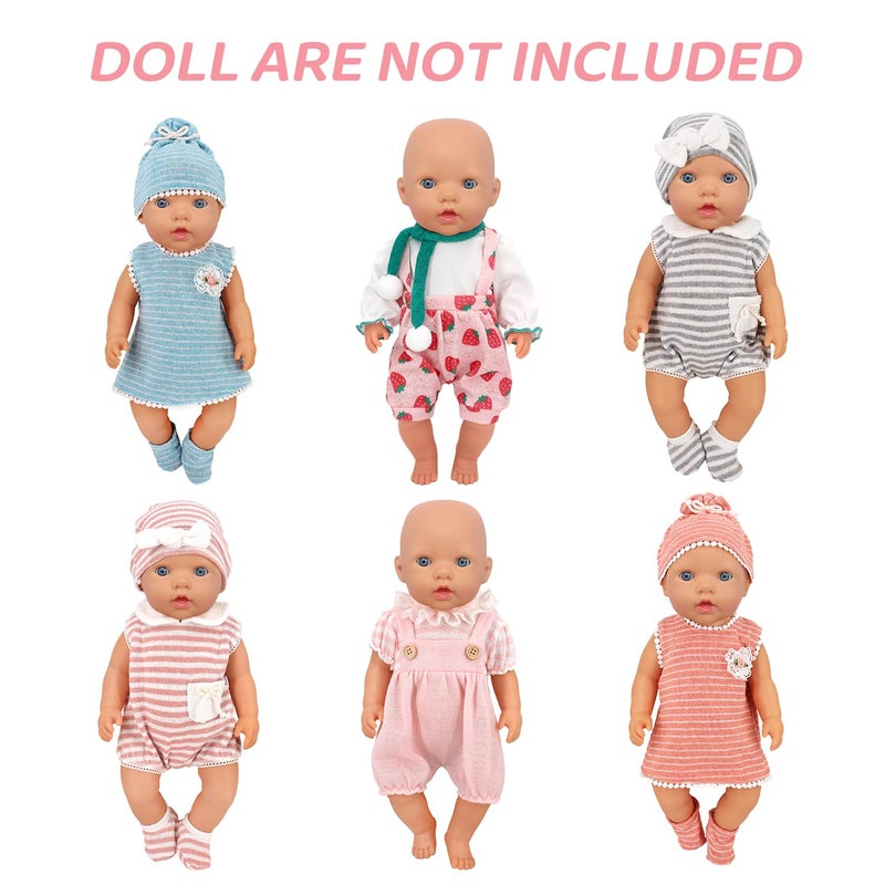 UNICORN ELEMENT 6 Sets 14-18 Inch Baby Doll Clothes, 16 Inch Doll Outfit for 43cm Reborn Dolls, Total 15 Pcs Doll Accessories Doll Clothes and Accessories for 18 Inch Girl Dolls - Image 3