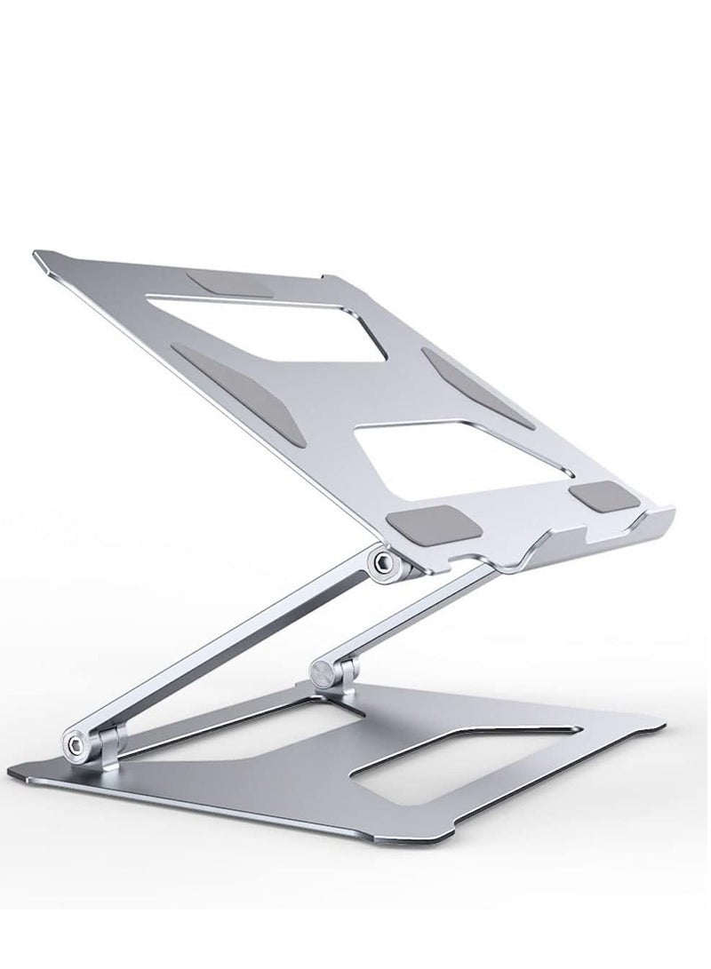 Aluminum Alloy Foldable Adjustable Laptop Stand for Notebook and Laptop Compatible with 14-17.3 - 17.3 Inch Boneroy, Silver - Image 1